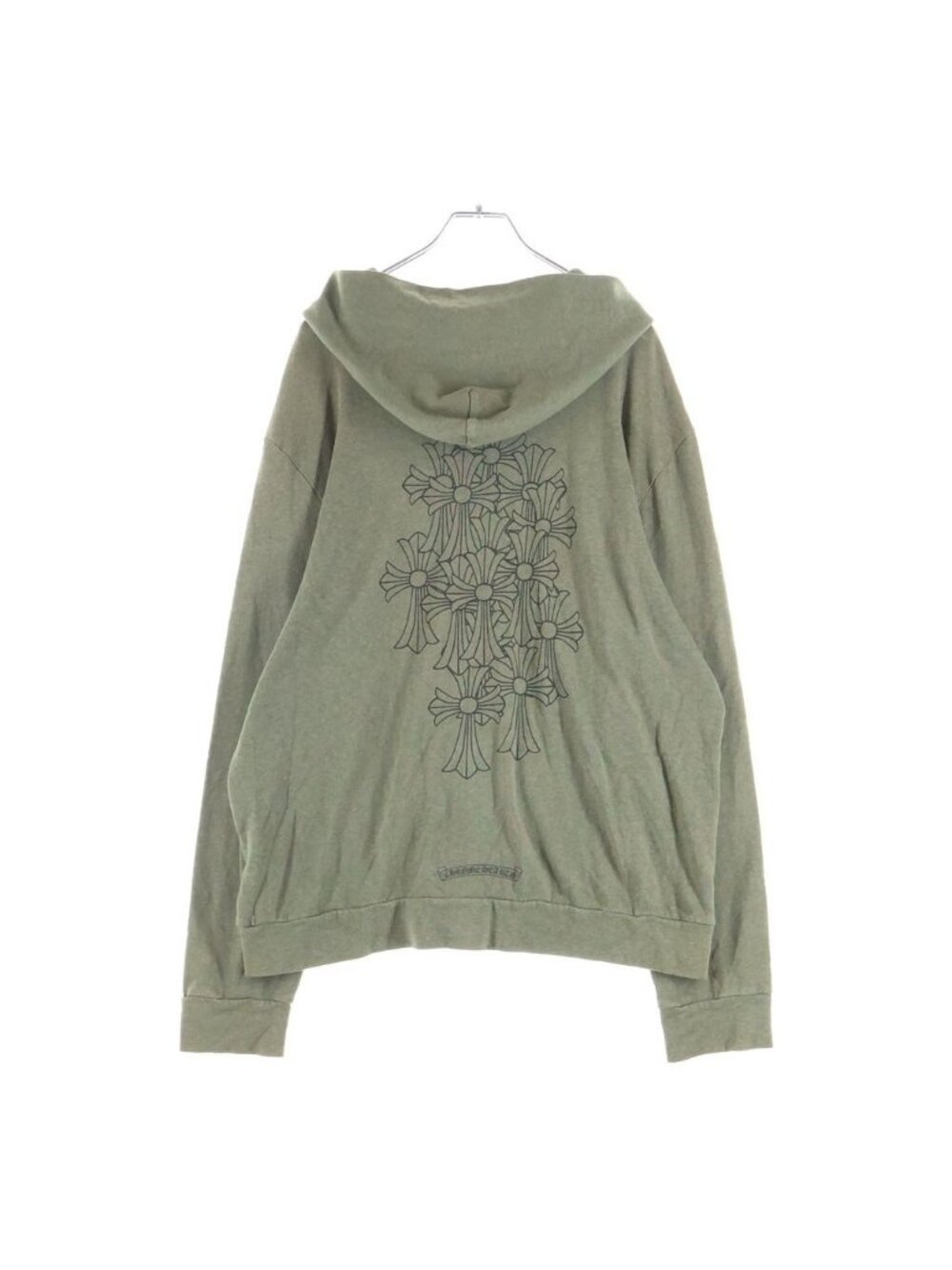Chrome Hearts Vintage Sweatshirt HD Zip Back Cemetery Print Zip Hoodie Khaki